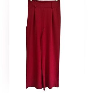 Wide Leg High-Waist Pants in Crimson Red Size S